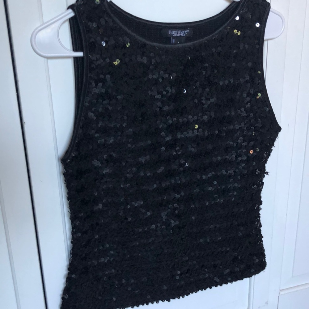 Karen Kane Lifestyles Black Sequins tank top Large